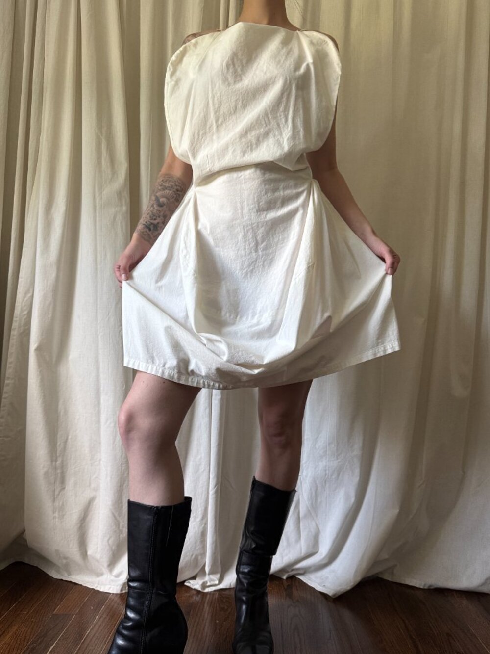 MM6 Maison Margiela White Scoop Neck Sleeveless Mini Dress Women's Size 6 - Picture 3 of 11